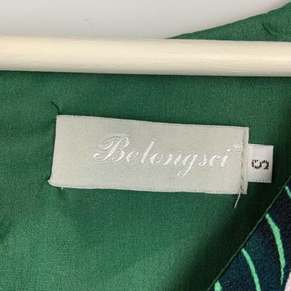 Belongsci Bell Sleeve Palm Leaf Print Shift Dress - Picture 7 of 8